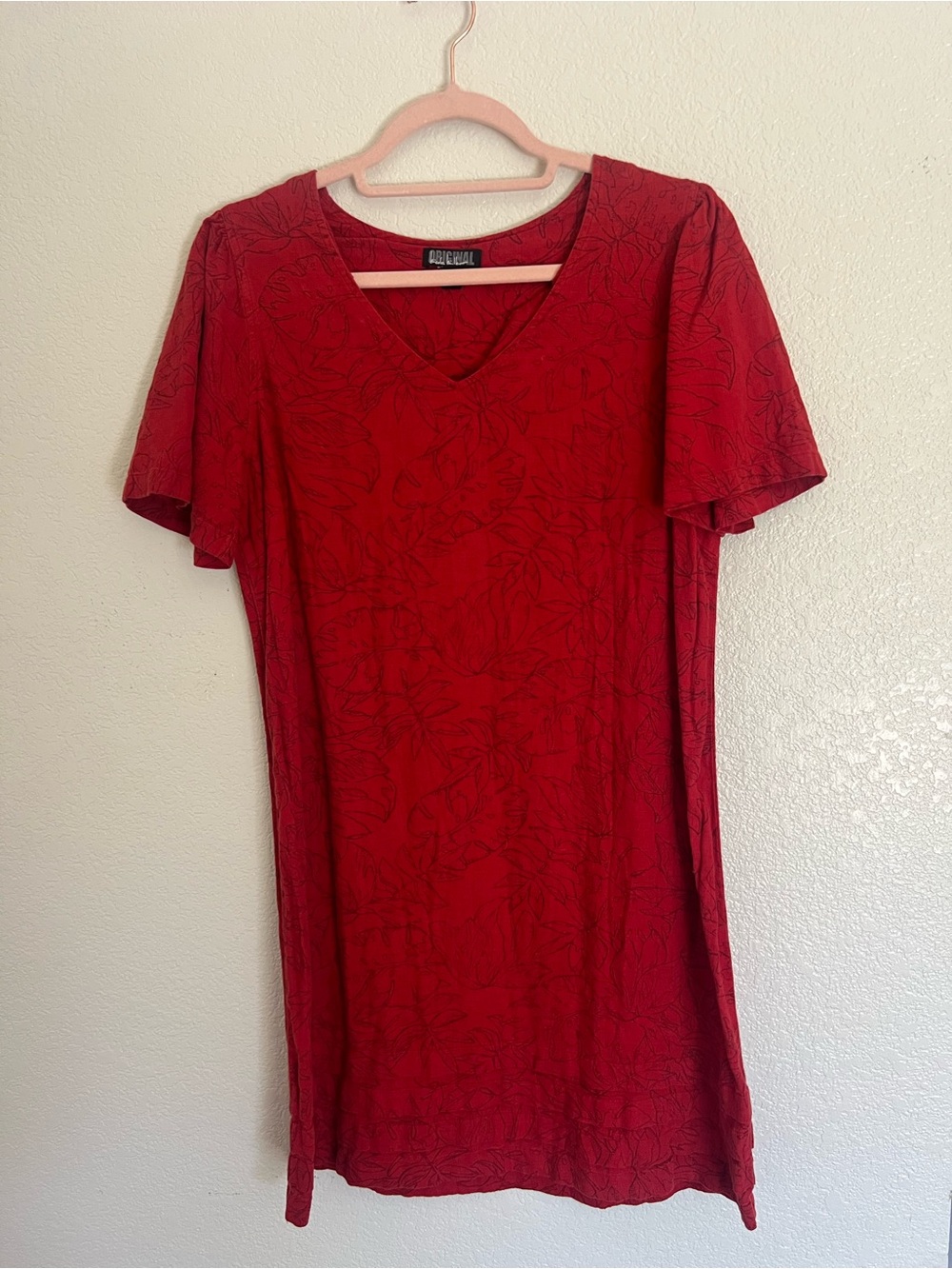 Red Floral V-Neck Dress